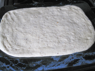 Shaping the dough, first as a rectangle ....